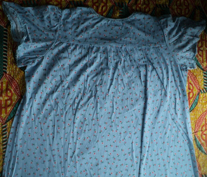 Dreams & Co. Plus Size  Petite Sky Blue Ditsy Long Cotton Knit Nightgown Size 5X