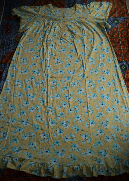 Dreams & Co. Plus Size Banana Blossom Long Cotton Knit Nightgown Size 1X-22/24