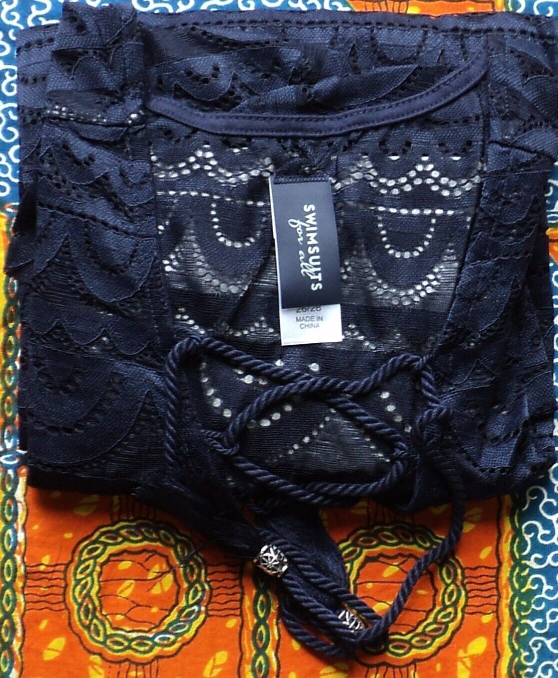 Swimsuits for all Plus Size Navy Scallop Lace Cover Up Size 26/28