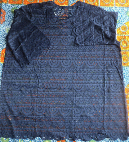 Swimsuits for all Plus Size Navy Scallop Lace Cover Up Size 26/28