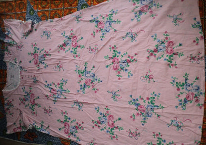 Only Necessities Plus Size Pink  Floral Long Pintucked Knit Nightgown Size 6X