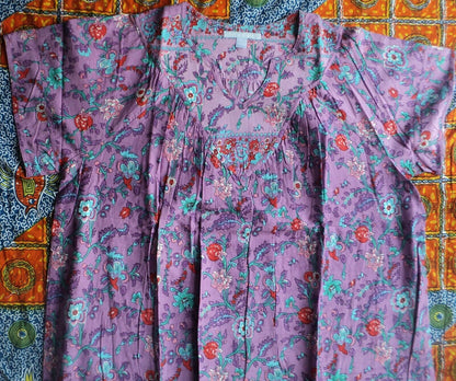 Only Necessities Plus Size Purple Floral Notch Neck Lounger Size 5X(38/40)