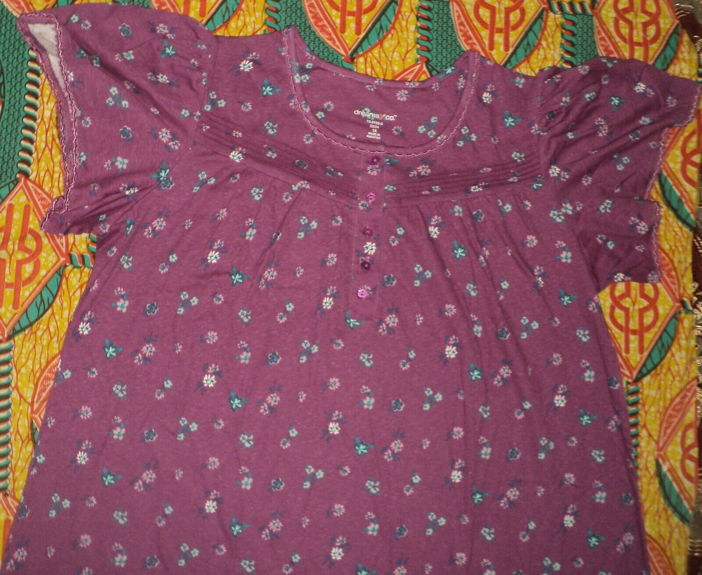 Dreams & Co.  Plus Size Fresh Berry Long Cotton Knit Nightgown Size 3X(30/32)