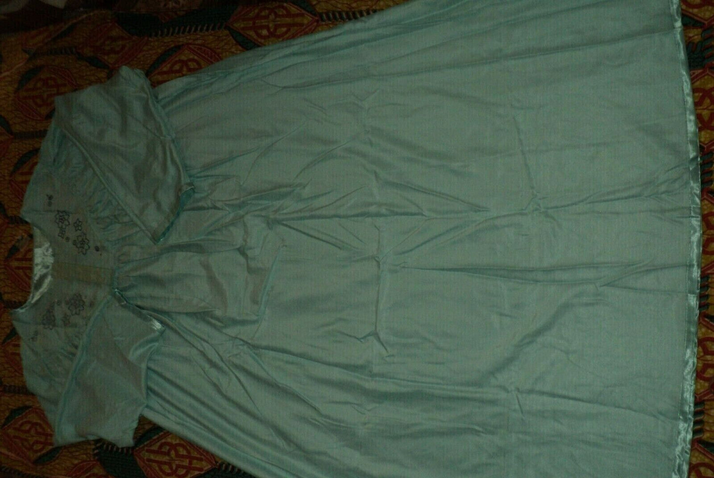 Only Necessities Plus Size Pale Ocean Brushed Back Satin Nightgown Size 5X-38/40