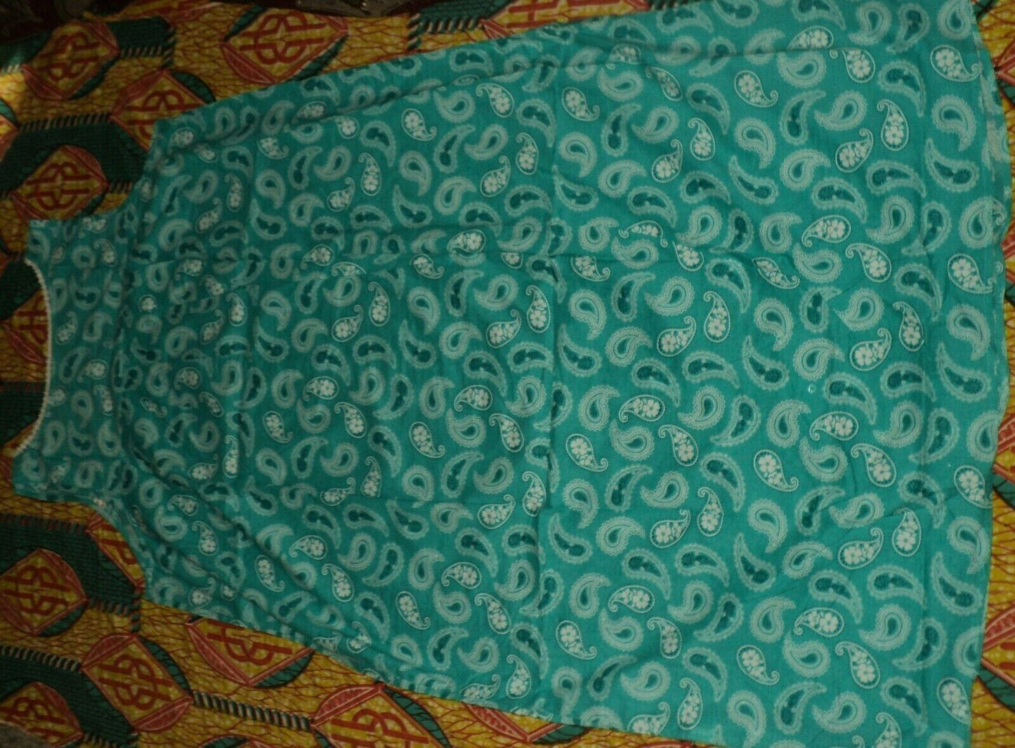 Dreams & Co Plus Size Aquamarine Paisley Long Sleeveless Floral Nightgown Sz 1X