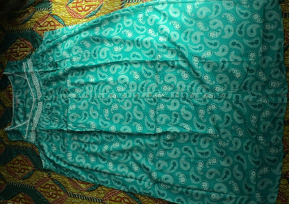 Dreams & Co Plus Size Aquamarine Paisley Long Sleeveless Floral Nightgown Sz 1X