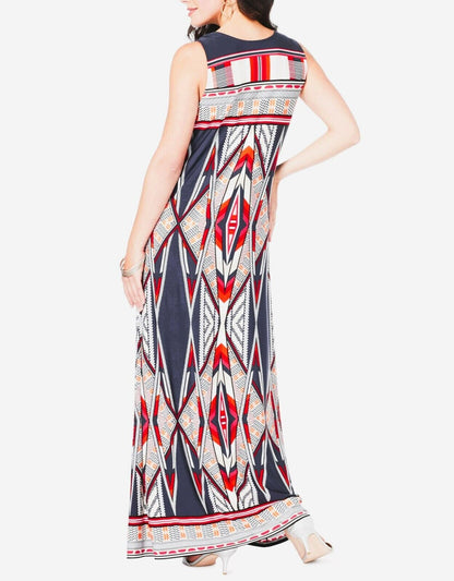 Denim 24/7  Plus Size Navy Folklore Ultra Smooth Print Maxi Dress Size 6X(42/44)