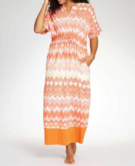 Dreams & Co. Plus Size Sugar Coral Wave Knit Kaftan Lounger Size 4X(34/36)