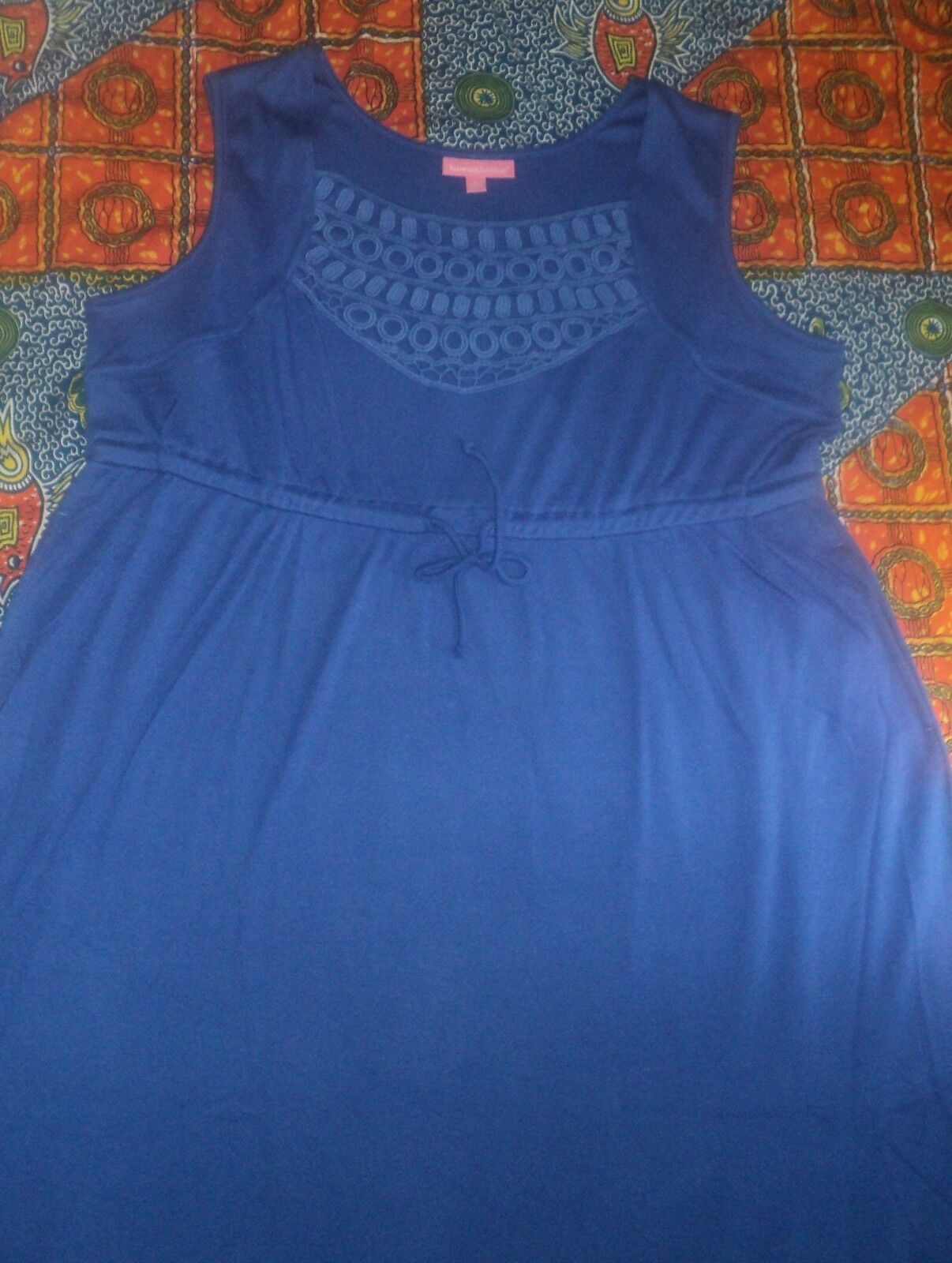 Woman Within Plus Size Dark Sapphire Sleeveless Crochet Flounce Hem Dress Sz 3X