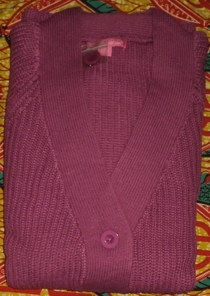 Woman Within Plus Size Deep Orchid Shaker Knit Cardigan Size 3X(30/32)