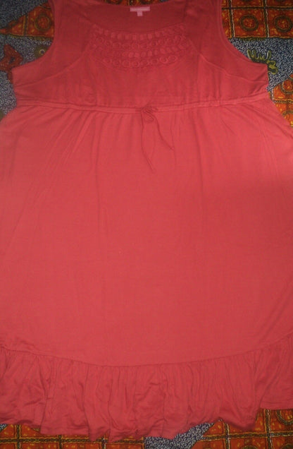 Woman Within Plus Size Strawberry Sleeveless Crochet Flounce Hem Dress Size 3X