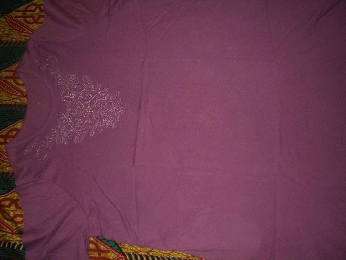 Dreams & Co. Plus Size Vivid Berry Embroidered Short Sleeves Lounger Size 2X