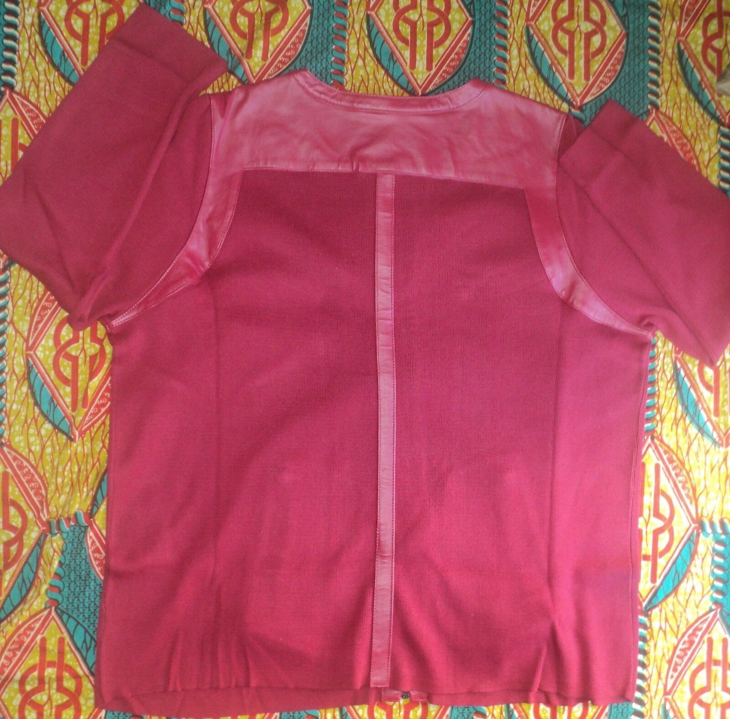 Jessica London Plus Size Classic Red Long Sleeve Leather-Trim Cardigan Sz 26/28