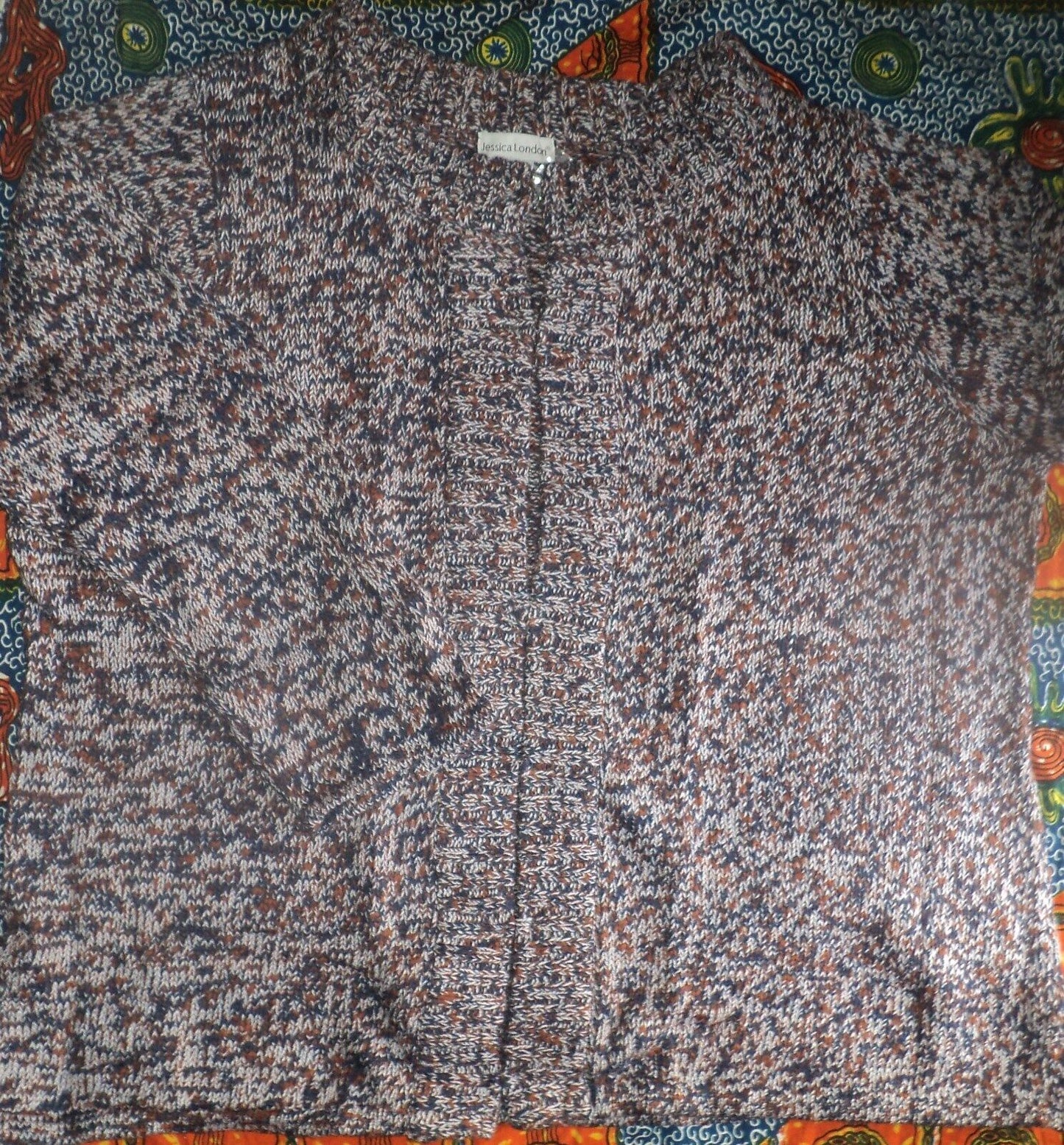 Jessica London Plus Size Dark Red Combo Marled Yarn Cardigan Size 26/28