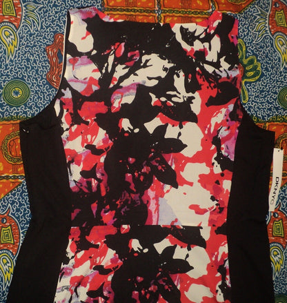 DKNYC Vermillion Sleeveless Mixed-Print Flounce Hem Dress Size 12