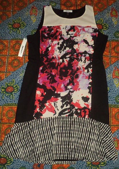 DKNYC Vermillion Sleeveless Mixed-Print Flounce Hem Dress Size 12