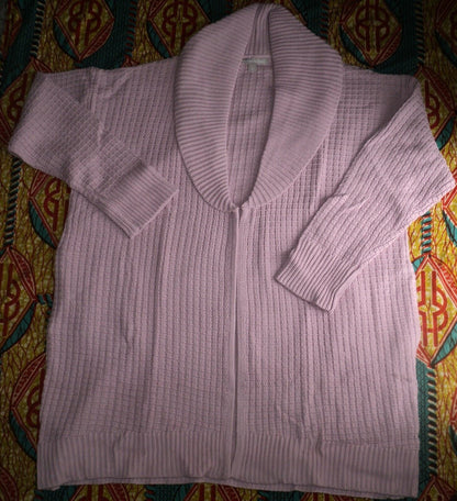 Woman Within Plus Size Mauve Mist Shawl Collar Long Sleeve Cardigan Size 1X
