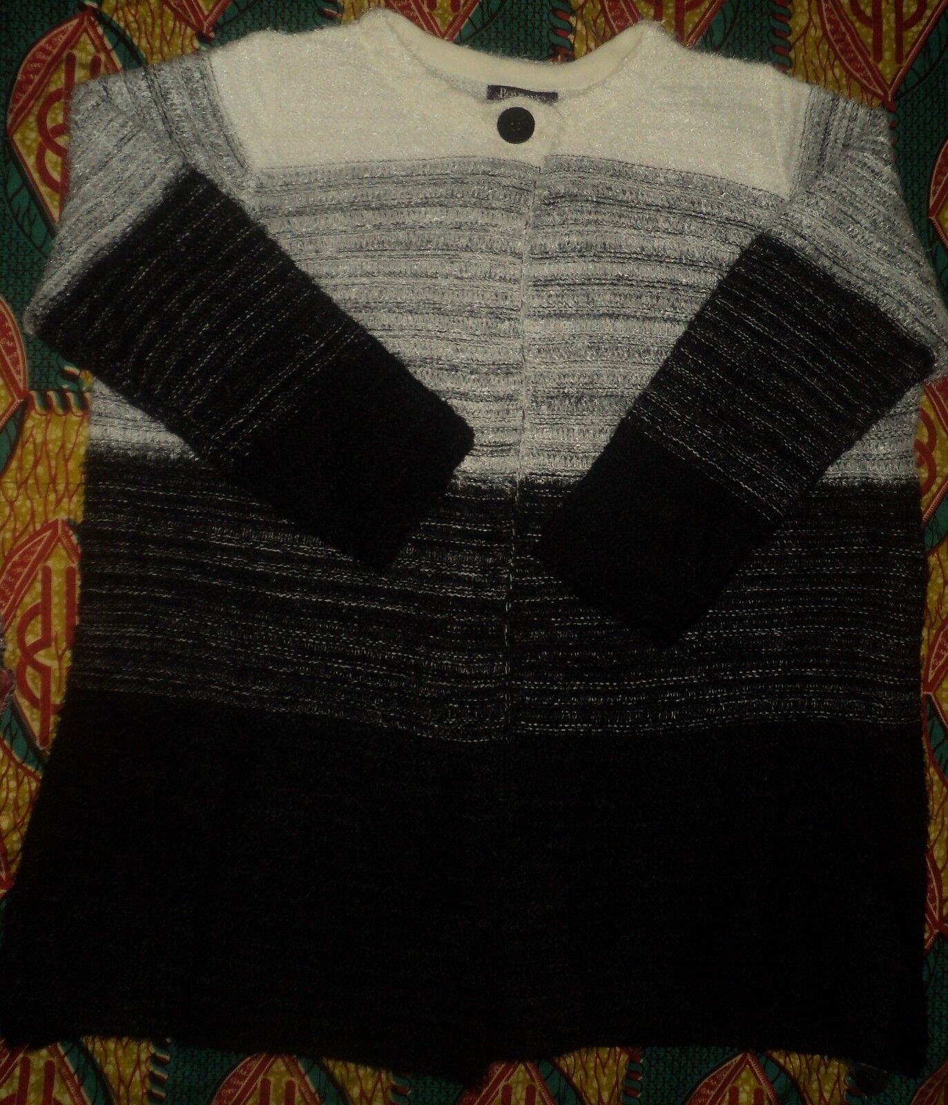 Roaman's Plus Size Long Sleeves Ombre Eyelash Cardigan Size 1X(22/24)