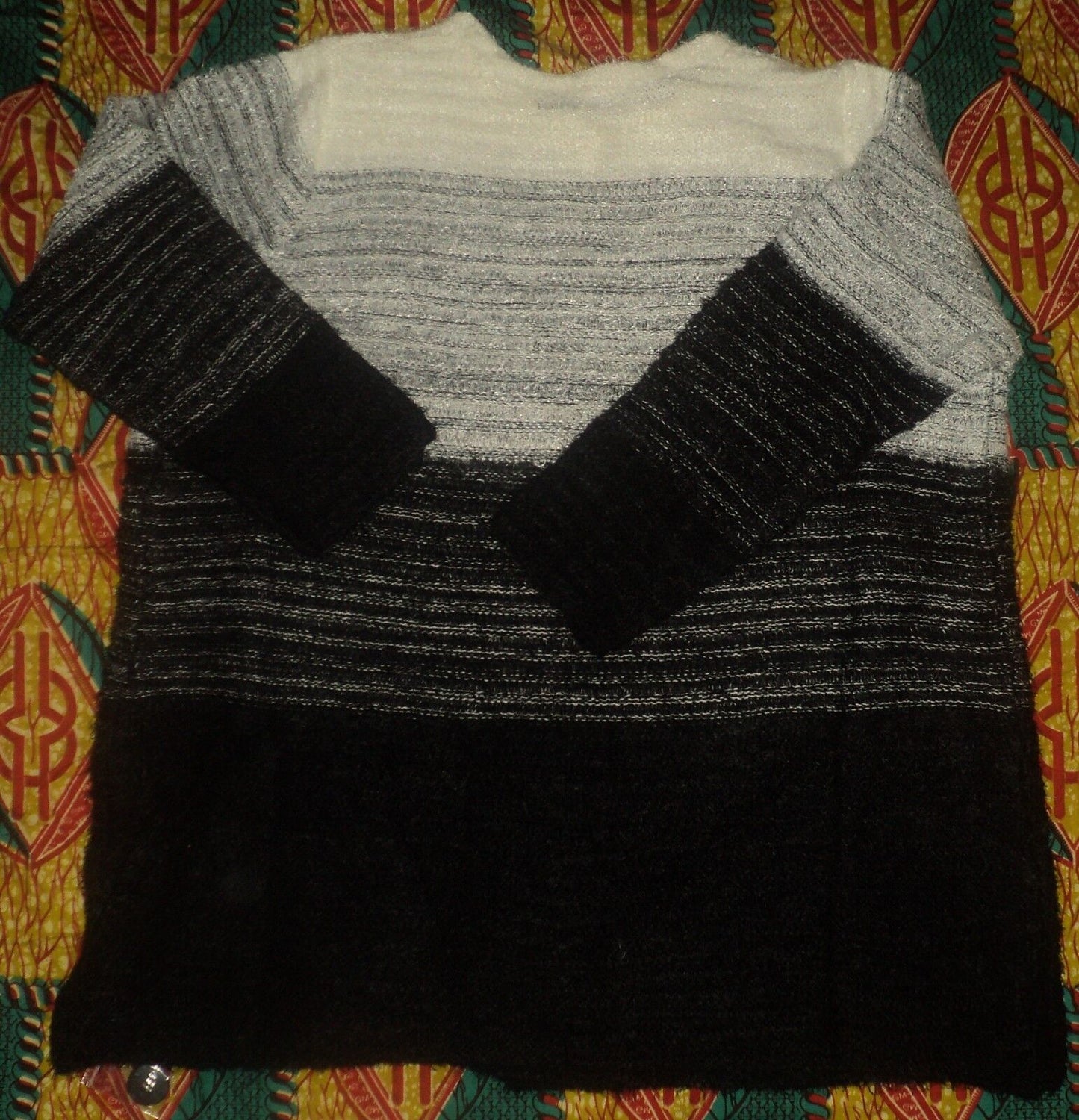Roaman's Plus Size Long Sleeves Ombre Eyelash Cardigan Size 1X(22/24)