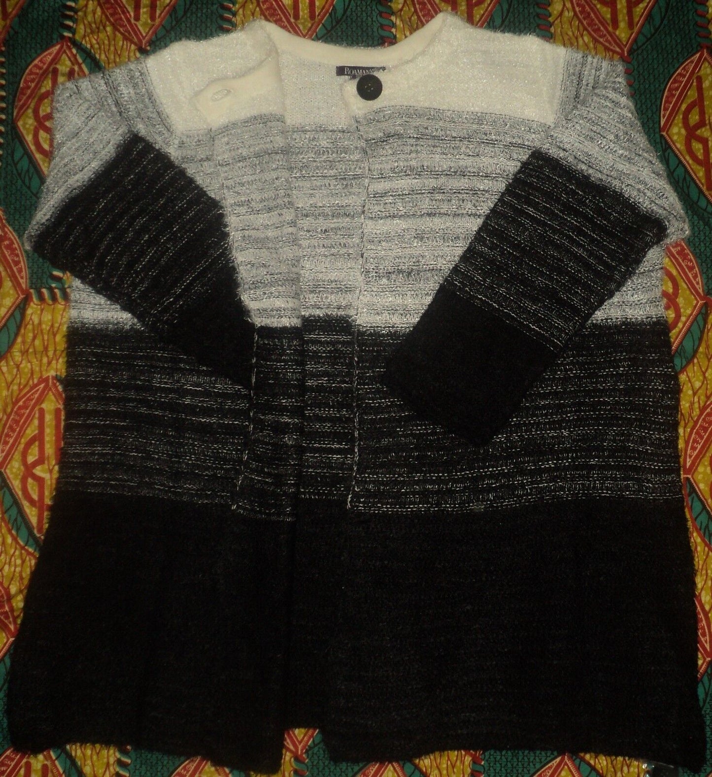 Roaman's Plus Size Long Sleeves Ombre Eyelash Cardigan Size 1X(22/24)