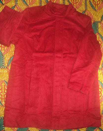 Jessica London Plus Size Classic Red Long Sleeves Wool-Blend Shirtcoat Size 24