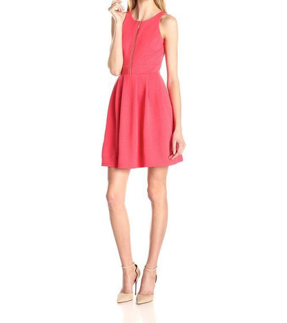 Jessica Simpson Coral Zipper Fit And Flare Sleeveless Dress Size 6