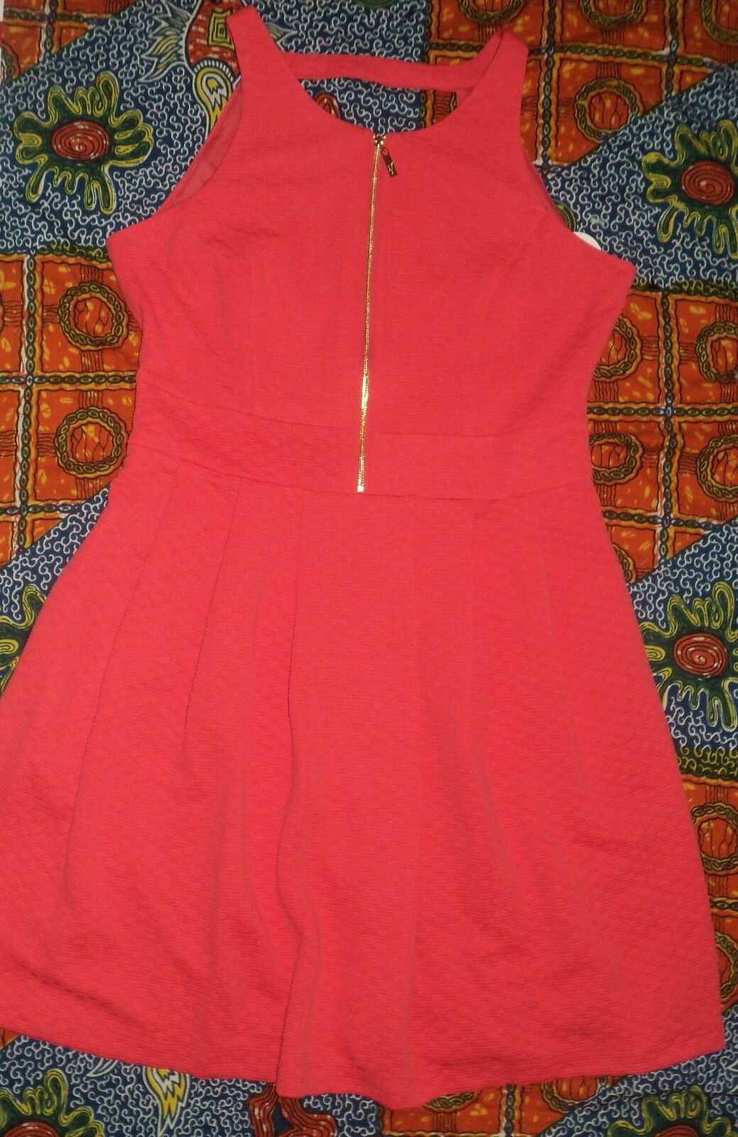 Jessica Simpson Coral Zipper Fit And Flare Sleeveless Dress Size 6