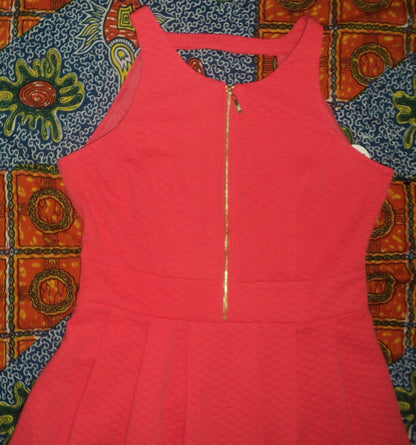 Jessica Simpson Coral Zipper Fit And Flare Sleeveless Dress Size 6