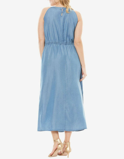 Jessica London Plus Size Light Stonewash  Sleeveless Tencel Maxi Dress Size 16W