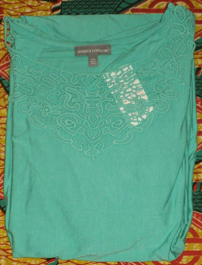 Jessica London Plus Size Pretty Jade Crochet Applique Maxi Dress Size 22W