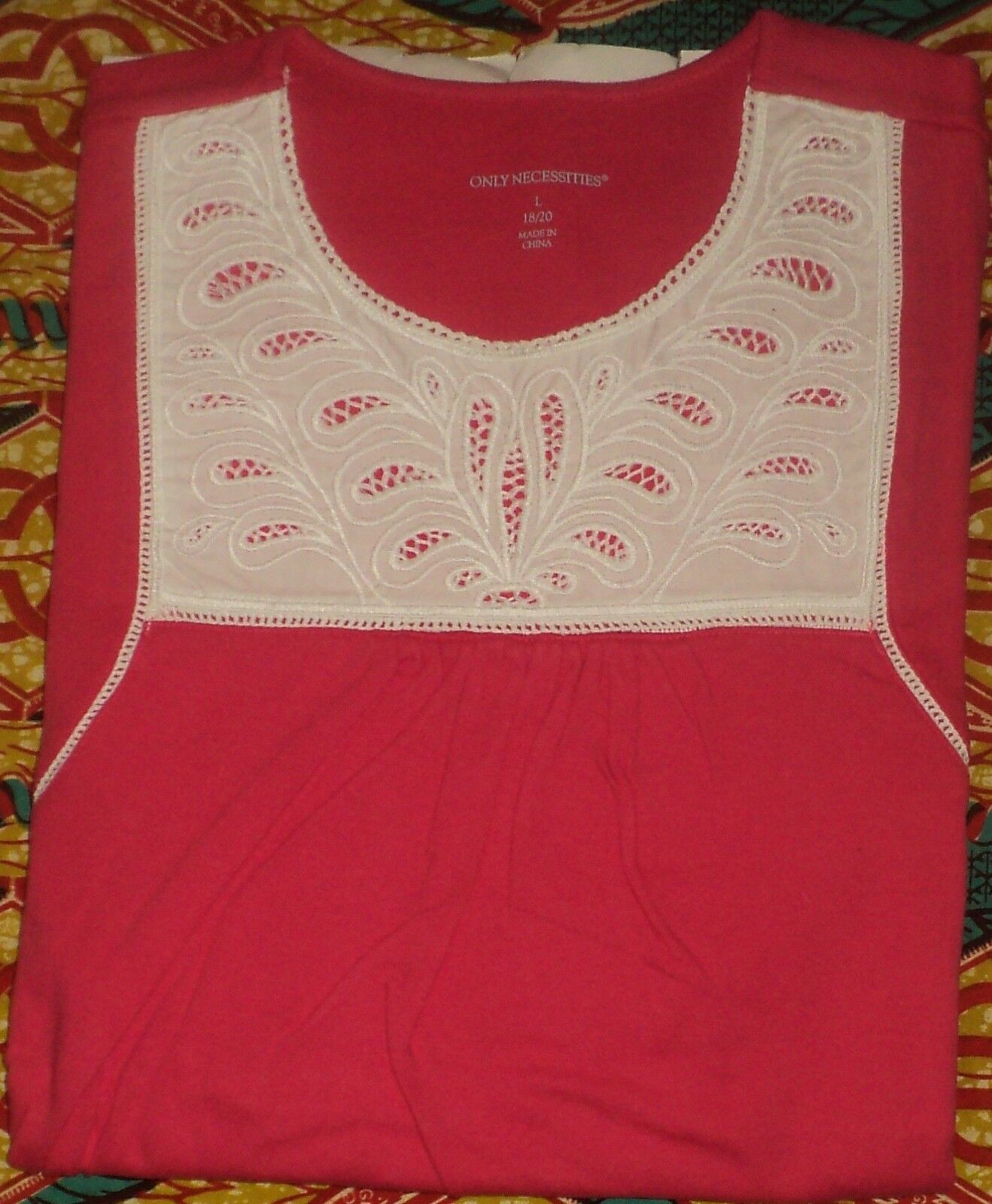 Plus Size Pink Raspberry Crochet Embroidered Bib Knit Lounger Size L(18/20)