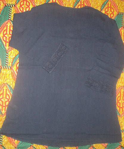 Plus Size Navy Long Sleeves Crochet-Trimmed Gauze Swim Cover-up Size 34/36