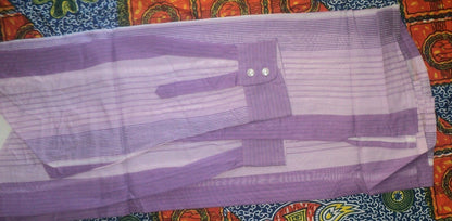 Roaman’s Plus Size Purple Long Sleeves Cool Sheer Striped Big Shirt Size 20W