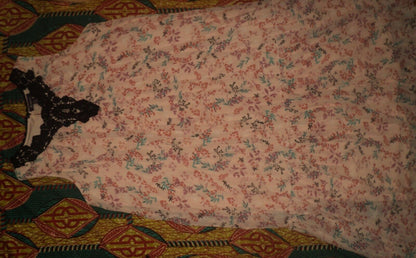 Roaman's Plus size Pale Blush Print Sleeveless Crochet Trim Maxi Dress Size 28W