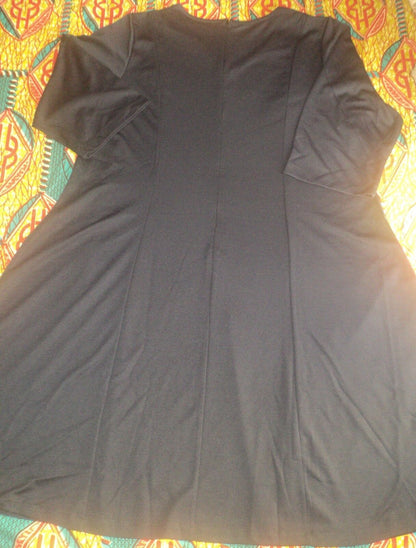 Roaman's Plus Size Black Fit and Flare ¾ Sleeves Ponte Dress Size 20W