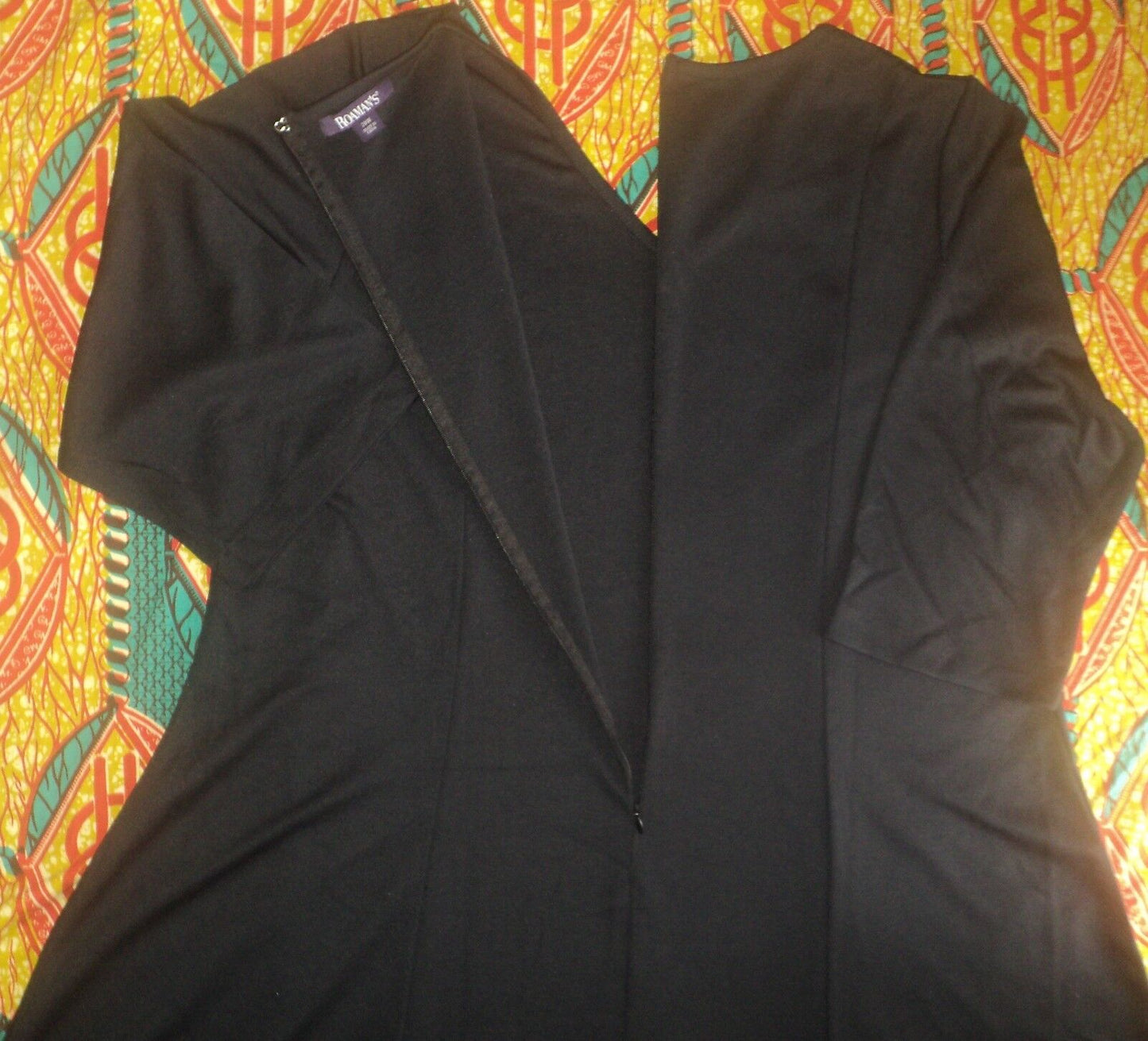 Roaman's Plus Size Black Fit and Flare ¾ Sleeves Ponte Dress Size 20W