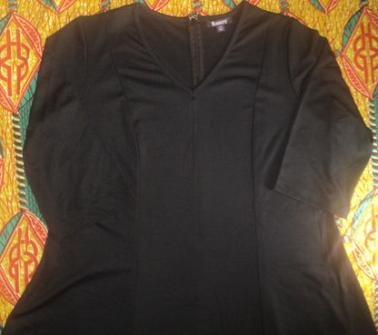 Roaman's Plus Size Black Fit and Flare ¾ Sleeves Ponte Dress Size 20W