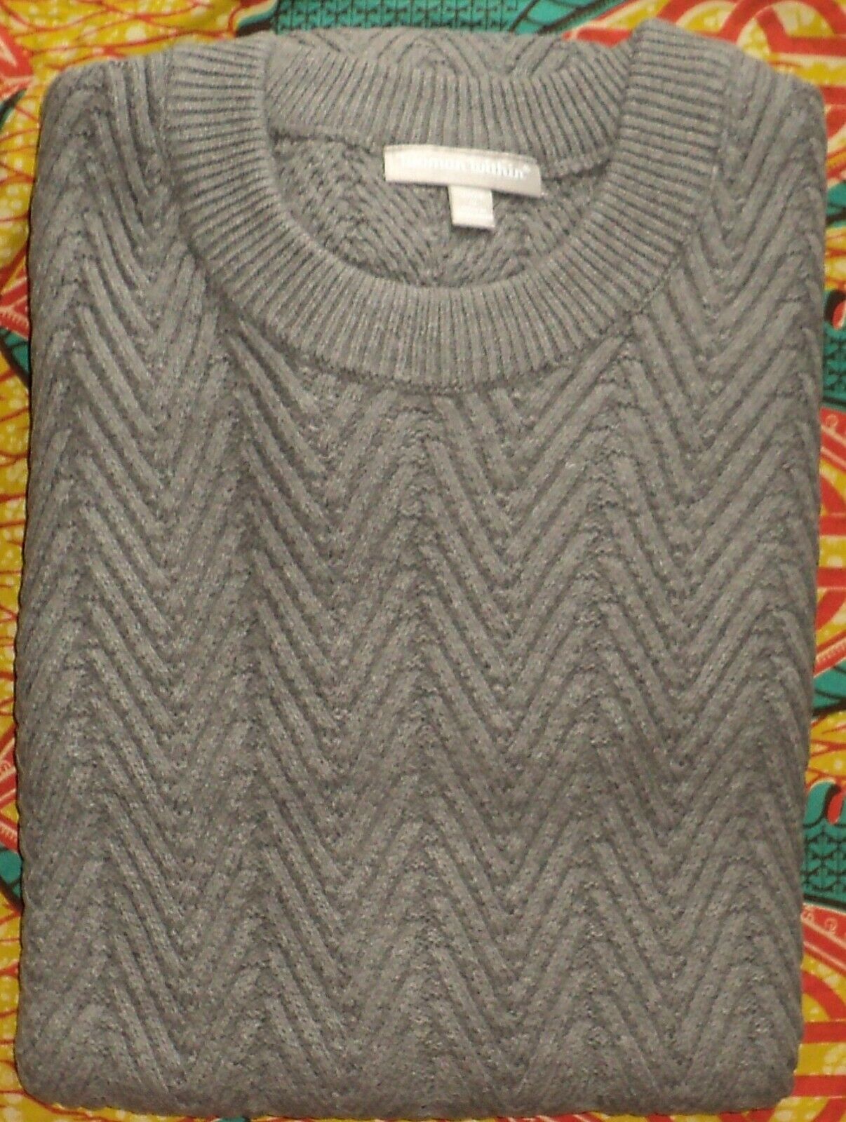 Woman Within Plus Size Medium Heather Grey Chevron Stitch Sweater Dress Size L