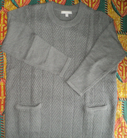 Woman Within Plus Size Medium Heather Grey Chevron Stitch Sweater Dress Size L