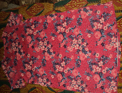 Dreams & Co. Plus Size Radiant Pink Flowers Pintucked Lounger Size L(18/20)