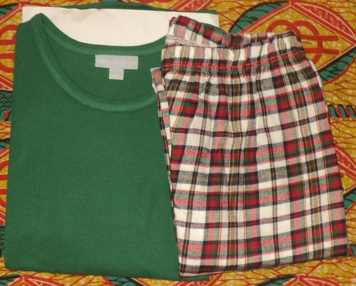 Only Necessities Plus Size Multi Plaid Thermal 2-Piece Pajama Set Size L(18/20)