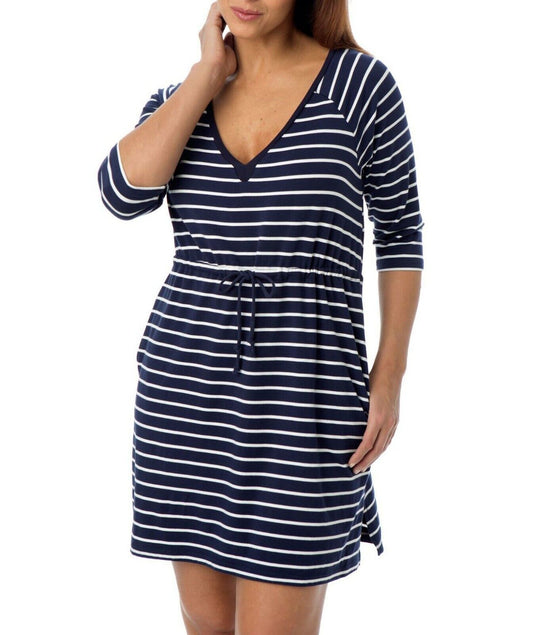 Jessica London Plus Size Navy White Striped Drawstring Cover-Up Size 24