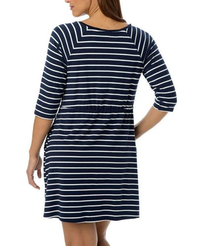 Jessica London Plus Size Navy White Striped Drawstring Cover-Up Size 20