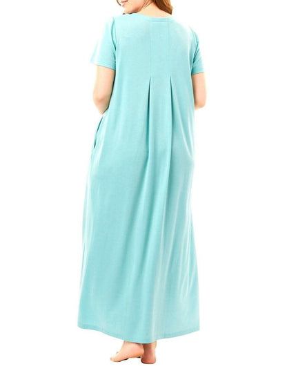 Dreams & Co. Plus Size Azure Short Sleeves A-Line Lounger Size L(18/20)