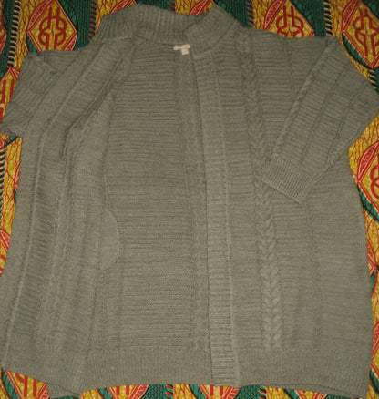 Woman Within Plus Size Medium Heather Grey Knit Sweater Cardigan Size L(18/20)