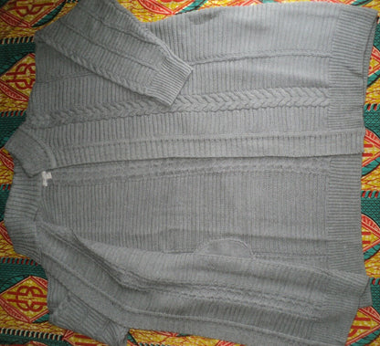 Woman Within Plus Size Medium Heather Grey Knit Sweater Cardigan Size L(18/20)
