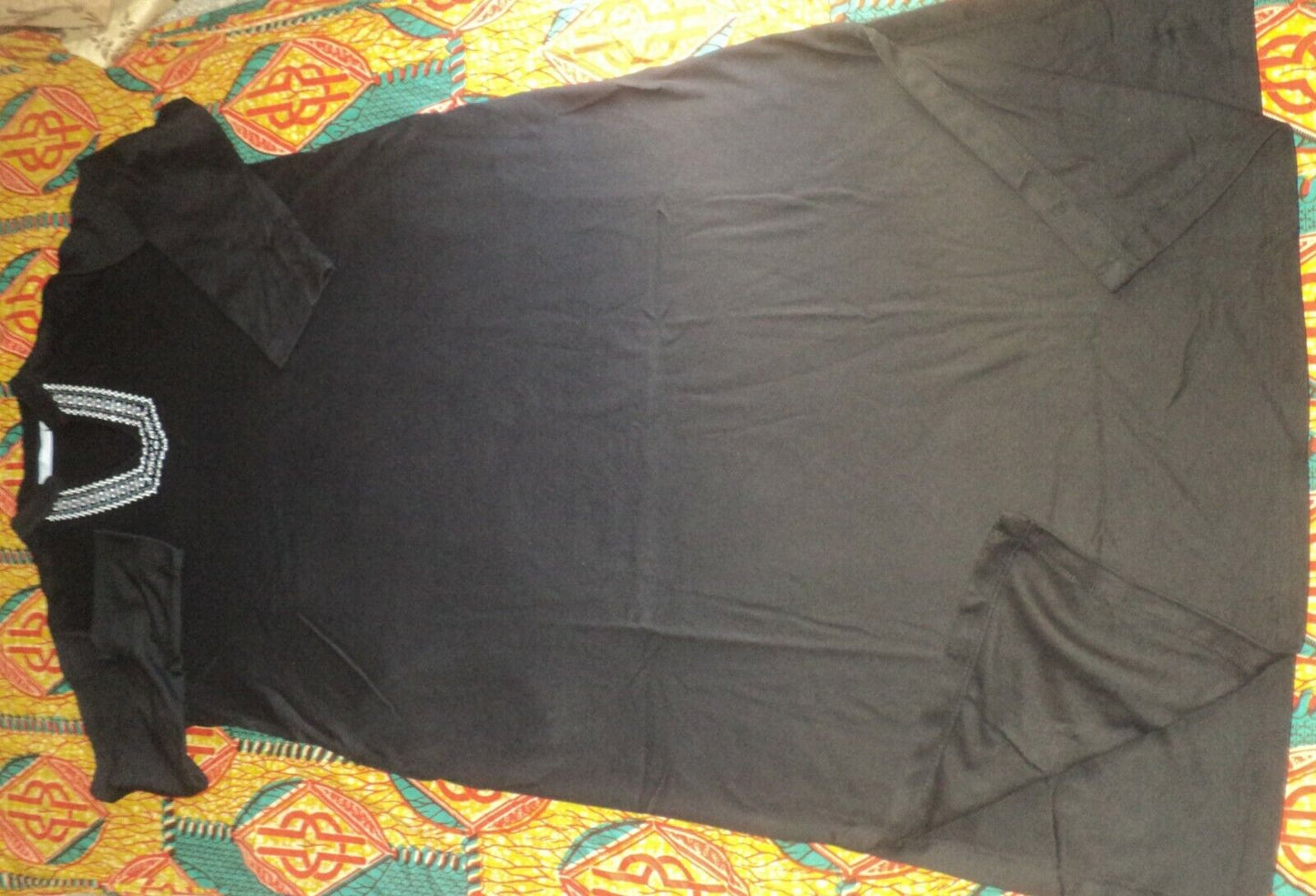 Only Necessities Plus Size Black Embroidery Long Lounger Size M(14/16)