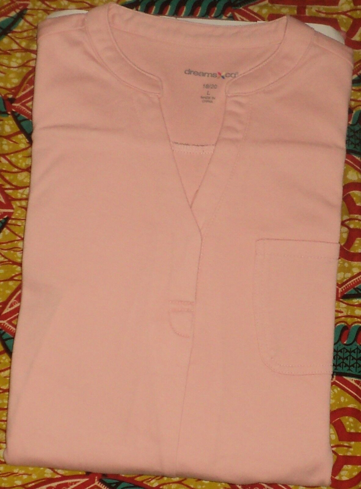 Dreams & Co. Plus Size Coral Rose Ombre Short Sleeve Knit Lounger Size L(18/20)