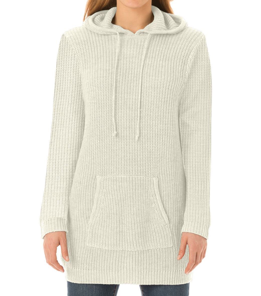 Woman Within Plus Size Ivory Hooded Pullover Shaker Stitch Sweater Size 3X-30/32