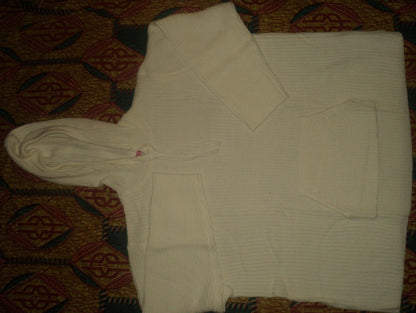 Woman Within Plus Size Ivory Hooded Pullover Shaker Stitch Sweater Size 3X-30/32